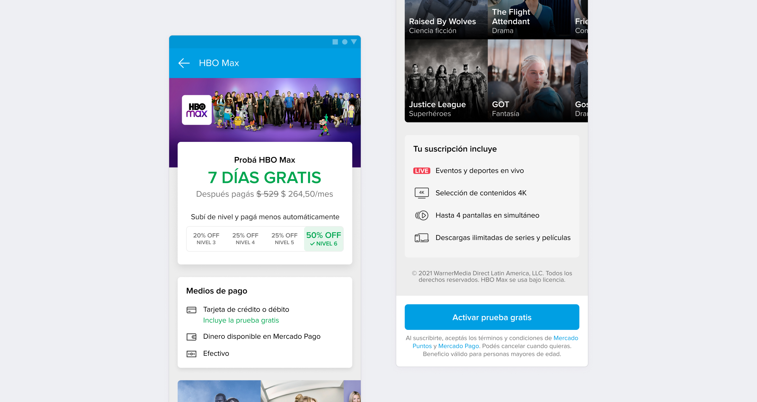 The main partner subscription screen. The main partner subscription screen.